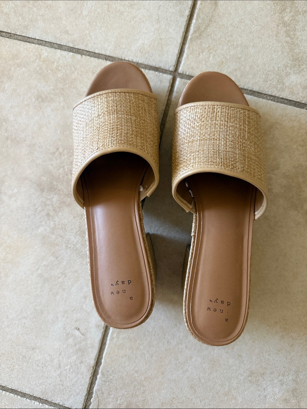 a new day Tan Woven Slide Sandals